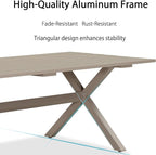 PURPLE LEAF 9 Pieces Outdoor Dining Set with Patio Aluminium Square Dining Table and Wicker Rattan Chairs Modern Furniture Cushions Sets for Backyard Indoor Decor Kitchen Champagne
