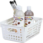 Really Good Stuff Medium Plastic Book Baskets, 11" by 7.5" by 4.5" - 12 Pack, White, Versatile Storage Solution for Classroom, Home and Office, Toy Storage, Multi-Purpose Organizer Basket