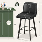 Swivel Bar Stools, 30''H Upholstered Barstools with Backs, Modern Counter Height Bar Stool Chairs for Kitchen Island, Metal Legs (Black- Faux Leather, Set of 2-30" H)