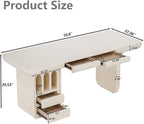 71 Inch White Writing Desk with Storage, Modern Computer Desk with 4 Drawers for Study, Wooden Executive Desk for Home Office