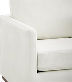 CHITA Genuine Leather Swivel Accent Chair, FSC Certified Mid Century Modern Arm Chair for Living Room and Bedroom, Fully Assembled, White