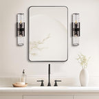 ANDY STAR Wall Mirror for Bathroom, 30"x40" Black Bathroom Mirror, Modern Rounded Rectangle Metal Frame Mirror for Vanity, Matte Stainless Steel