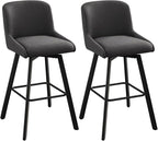 Swivel Counter Height Bar Stools Set of 2, 30''H Upholstered Barstools with Backs, Modern Bar Stool Chairs for Kitchen Island, Metal Legs, Fabric, Black Grey Stools Counter Chair