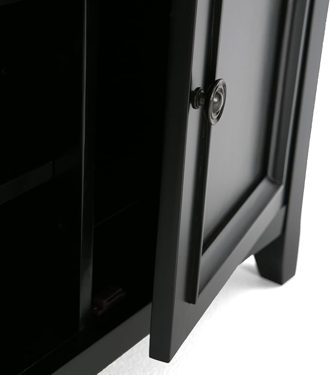 SIMPLIHOME Amherst Solid Wood Universal TV Media Stand, 54 Inch Wide, Transitional, Living Room Entertainment Center, Storage Cabinet and Shelves, for Flat Screen TVs up to 60 Inches in Black