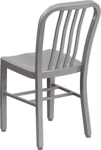 Flash Furniture Gael Indoor/Outdoor Modern Metal Dining Chairs, Commercial-Grade Galvanized Steel Restaurant Chairs, Set of 2, Silver