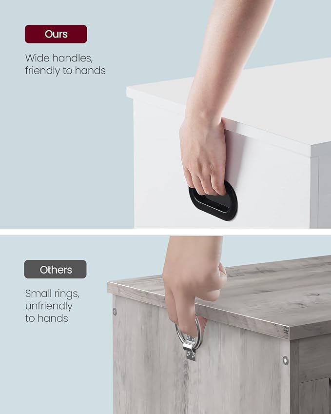 VASAGLE Storage Chest, Storage Trunk with 2 Safety Hinges, Storage Bench, Shoe Bench, Farmhouse Style, 15.7 x 31.5 x 18.1 Inches, for Entryway, Bedroom, Living Room, Cloud White ULSB062T14