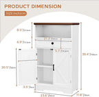 White Floor Cabinet, Farmhouse Storage Cabinet with Barn Doors and Drawer, Freestanding Adjustable Shelf Cabinets for Bathroom, Kitchen, Living Room