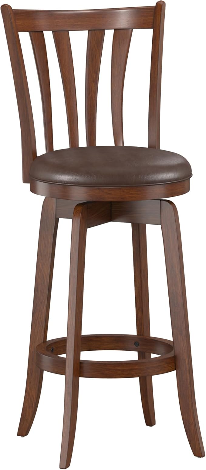 Hillsdale 29.5" Savana Wood Swival Bar Height Stool, Cherry