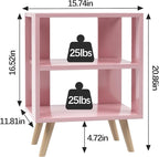 Night Stand, Pink Kids Nightstand, Modern End Table with Open Storage, 2-Tier Nursery Bedside Table for Small Space, Living Room, Bedroom