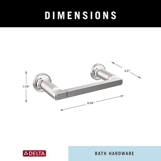 Delta Tetra (1-Pack) Toilet Paper Holder Polished Chrome Tissue Roll Holder for Bathroom Organization and Storage Pivoting Toilet Tissue Holder Wall Bathroom Accessories 78955
