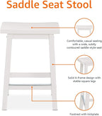 Amazon Basics Solid Wood Saddle-Seat Kitchen Counter Barstool with Footrest, Easy Assembly - 24-Inch Height - White - Set of 2