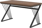 FOLUBAN Home Office Desks, Modern Wood and Metal Writing Study Work Table, Industrial Computer Desk for Bedroom Living Room, Rustic Walnut, 47 Inch
