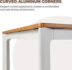 Grand patio 7-Piece Outdoor Dining Set for 6, Metal Woven Wicker Fixed Patio Chairs with Thickened Cushions & 1 Walnut-Like Aluminum Dining Table for Backyard Deck