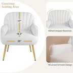 Velvet Accent Chair, Modern Upholstered Single Living Room Chairs with Tufted Back, Cozy Sofa Side Armchair with Metal Legs for Bedroom/Office/Reading Room, Beige