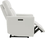CHITA Leather Power Recliner Chair for Adults, Electric Wall Hugger Recliner for Small Spaces, Modern Living Room and RV Recliner Chair with Power Headrest & Charging Ports, Creamy Grey