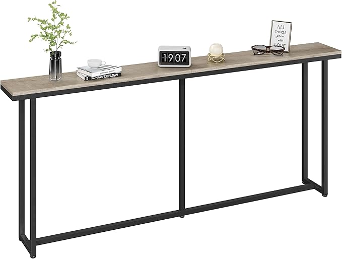 Yaheetech Narrow Console Table with Sturdy Metal Frame, 71 Inch Extra Long Entryway Sofa Table for Behind Couch, Hallway, Living Room, Gray