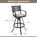 Pellebant Outdoor Bar Stools Set of 4 with Sunbrella Cushion, 29.5" Aluminum Swivel Bar Height Stool Chairs with Back & Footrest, Rust-Proof Patio Bartools for Deck Lawn Garden,Milano Char