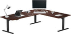 Progressive Desk Stand Up Height Adjustable Standing Desk - L Shaped 85" x 72" Corner Computer Rising Workstation Electric Table - Dark Cherry, Black Frame