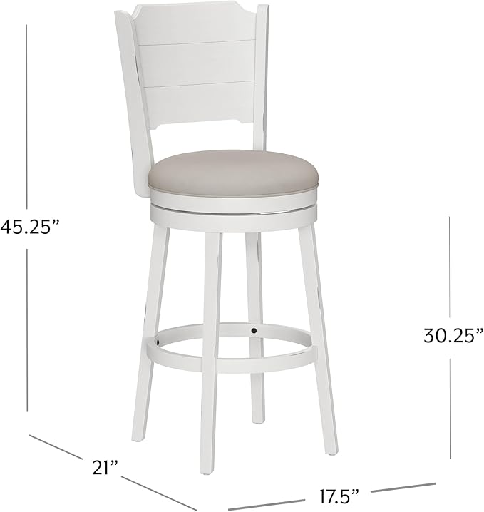 Hillsdale Clarion Wood Swivel Bar Height Stool, Sea White