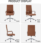 Sidanli Office Desk Chairs with Wheels, Executive Swivel Rolling Faux Leather Computer Chair with Comfortable Lumbar Support for Home Office(High Back, Brown)