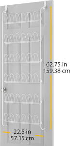 Whitmor 18-Pair Over The Door Shoe Rack, Unisex, White