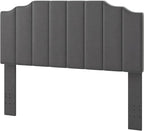 Queen Size Headboard Only, Velvet Wall Mounted Headboard Queen/Full Size for Adjustable Bed, Modern Vertical Channel Design with Curved Tufted Upholstered Head Board,Dark Gray