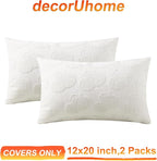 decorUhome Decorative Two Cream White Pumpkins Thanksgiving Throw Pillow Covers 12x20 Set of 2, Soft Chenille Jacquard Farmhouse Textured Pillow Covers for Couch Sofa Autumn Harvest Halloween Holiday