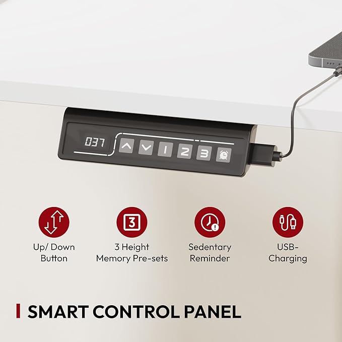 SANODESK 63" L Shaped Standing Desk with 3 Drawers, Height Adjustable Stand up Desk, Corner Gaming Desk with Monitor Stand, White Frame/White Top