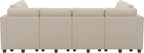 Belffin Oversized 12 Seat Modular Sectional Sleeper Sofa Convertible Sleeper Sofa with Storage Seat Large Corduroy Modular Sectional Couch for Living Room Beige