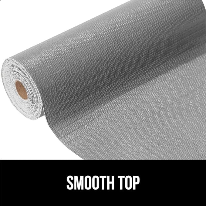 GORILLA GRIP Slip Resistant Drawer and Shelf Liner 2 Pack, Non Adhesive Water Resistant, Easy Clean and Trim, Smooth Surface Liners for Kitchen Cabinet, Shelves, Drawers, Pantry, 17.5 IN x 20 FT, Gray