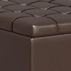 SIMPLIHOME Harrison 40 inch Wide Transitional Square Large Coffee Table Storage Ottoman in Chocolate Brown Vegan Faux Leather, Assembled, for The Living Room and Bedroom