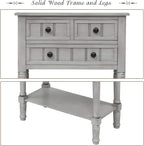 Knocbel Slim Antique Entry Console Table with Drawers & Bottom Open Shelf, Solid Wood Sofa Couch Table for Entryway Hallway Living Room (Gray Wash)