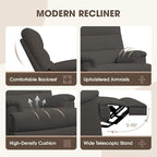 Dark Grey Glider Rocker Recliner,Swivel Rocking Recliner Chair,Glider Rocking Chair,Reclining Sofa Rocking Chair Nursery,23 Inches Deep Seat & 27 inches High Back,for Living Room