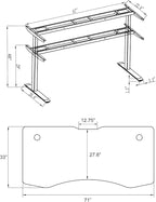 ApexDesk Elite Pro Series 71" x 33" Electric Height Adjustable Stand up Desk, Sit Stand Home Office Desk, Computer Desk - Curved Grey Top/White Frame