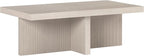 Henn&Hart 44" Fluted Rectangular Wood Pedestal Low-Profile Coffee Table for Living Room, Family Room or Office, Alder White