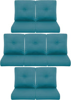 7-Piece Outdoor Patio Cushion Set - Fade & Water Resistant with Removable Olefin Cover, 22x24x4 Inch Memory Foam Cushions for Wicker Sectional Sof - Peacock Green/Buckle