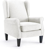 Accent Chairs for Living Room, Beige Fabric Reading Chair for Bedroom, Classic Wing Back Upholstered Single Sofa Seat, Modern Ergonomic High Back Armchair, Sillones para Sala