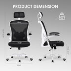 Farini Ergonomic Office Chair, Home Office Desk Chair with Headrest, High Back Computer Chair with Armrests and Adjustable Lumbar Support for Home Office Study Room, White & Black