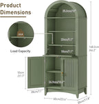 66" Tall Bathroom Storage Cabinet with Flip Drawer, Freestanding Storage Cabinet with Doors & Shelves,Arched Cabinets for Bathroom, Living Room, Kitchen, Laundry, Green