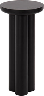 Kate and Laurel Pylar Modern Wooden Drink Table, 10 x 10 x 21, Black, Transitional Mini Table with Chunky Pillar Base for Use as Pedestal Plant Stand Indoors or Small Nightstand Option