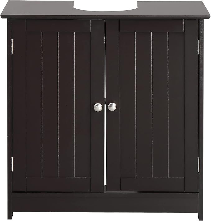 Bonnlo Pedestal Under Sink Storage Bathroom Vanity with 2 Doors Traditional Bathroom Cabinet Space Saver Organizer 23 5/8" x 11 7/16" x 23 5/8" (L x W x H) (Espresso)