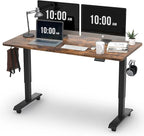 Monomi 55" Electric Standing Desk,Height Adjustable Home Office Sit Stand Up Computer PC Table,Tall Standup Workstation, Gaming, Writing, Study,Bedroom Rising Desks with Two-Piece Desktop,Brown