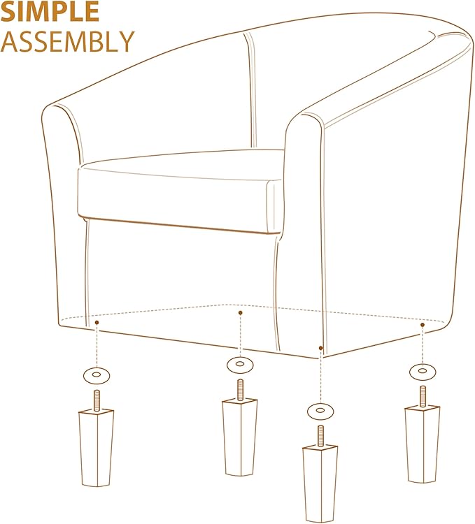 Yaheetech Barrel Chair, Faux Leather Accent Chair, Leather Armchair Club Chair with Soft Padded and Sturdy Legs for Living Room/Bedroom/Study/Waiting Room, Black