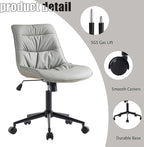Rowill Leather Office Chair, Ergonomic Armless Desk Chair with Waterproof Cushion & Slient Wheels & SGS-Certified Class 3 Explosion-Proof Gas Lift, Ideal for Home Office, Study and Vanity(Grey)