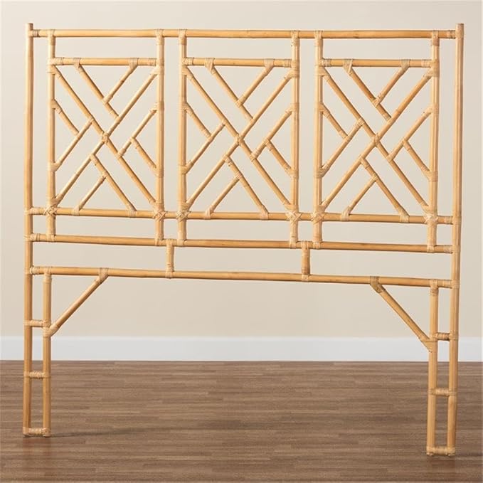 Pemberly Row Bohemian Natural Rattan King Size Standalone Headboard