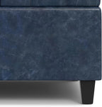 SIMPLIHOME Harrison 30 inch Wide Transitional Square Small Coffee Table Storage Ottoman in Denim Blue Vegan Faux Leather, Assembled, for The Living Room and Bedroom