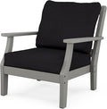 Martha Stewart by POLYWOOD® Chinoiserie Deep Seating Chair in Slate Grey/Midnight Linen
