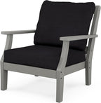 Martha Stewart by POLYWOOD® Chinoiserie Deep Seating Chair in Slate Grey/Midnight Linen