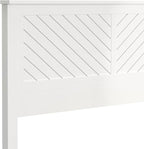 Serene Farmhouse Style Wood Bed in King Size with Chevron Scoring Headboard, Coastal Modern Design, Sturdy, Easy Assembly, Ample Underbed Storage, White Finish