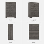 DICTAC Farmhouse 6 Drawers Dresser for Bedroom, 48.2" Tall Dressers Chest of Drawer, Large Storage Closet Organizer with Natural Texture and Vintage Metal Handle, Wooden Vertical Dresser for Hallway